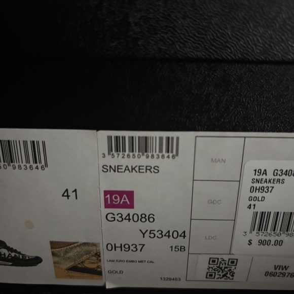 Chanel Trainer Gold/Black Turquoise Inside Lining - Picture 5 of 5